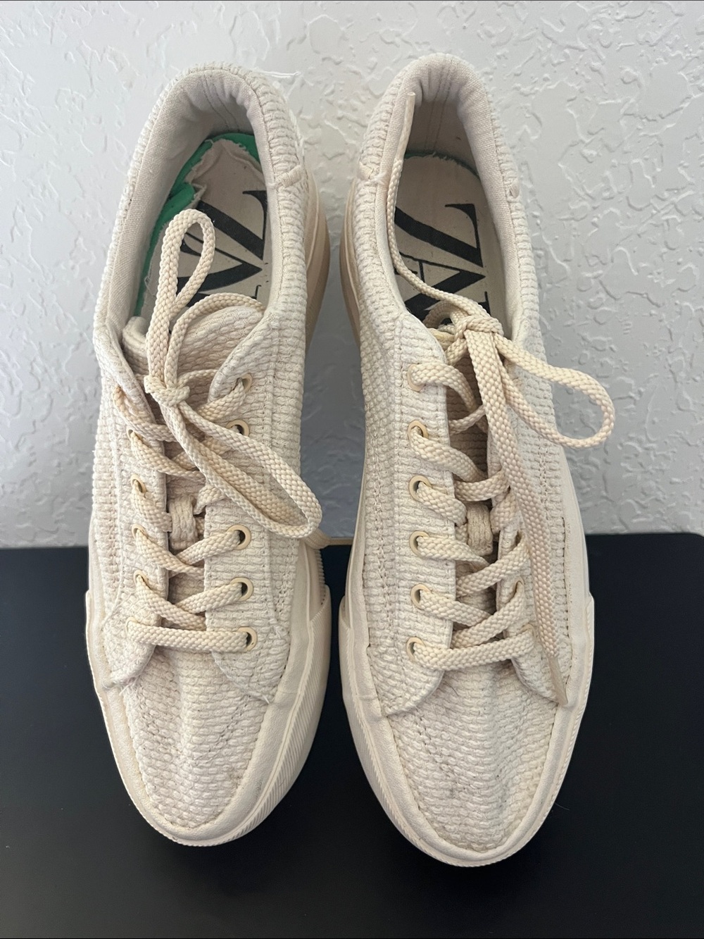 Zara Cream Woven Low-Top Sneakers EU 41/US 9.5